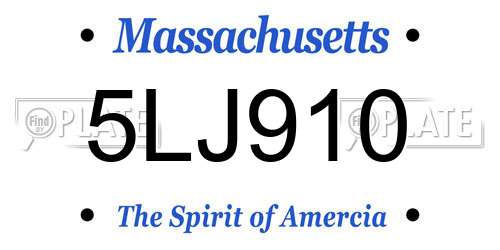 5LJ910 Massachusetts License Plate
