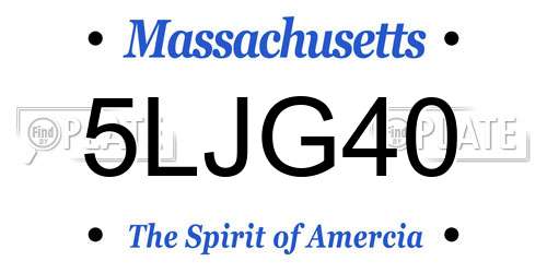 5LJG40 Massachusetts License Plate