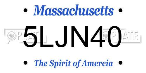 5LJN40 Massachusetts License Plate