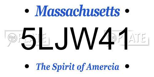 5LJW41 Massachusetts License Plate