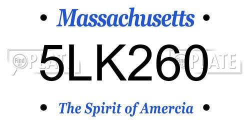 5LK260 Massachusetts License Plate