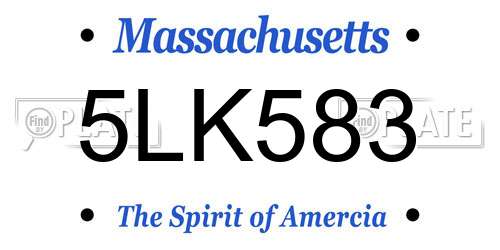 5LK583 Massachusetts License Plate