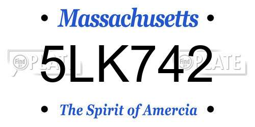 5LK742 Massachusetts License Plate
