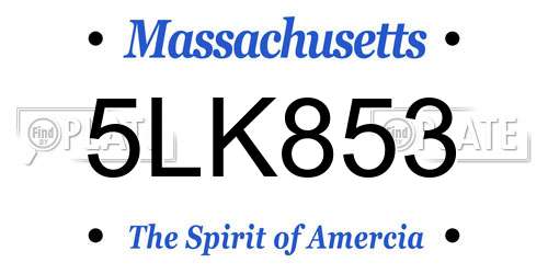5LK853 Massachusetts License Plate