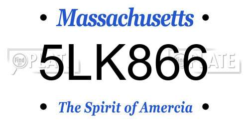 5LK866 Massachusetts License Plate