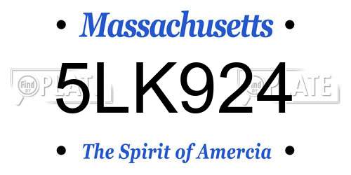 5LK924 Massachusetts License Plate