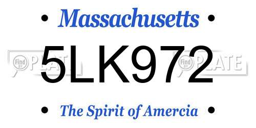 5LK972 Massachusetts License Plate