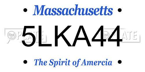 5LKA44 Massachusetts License Plate