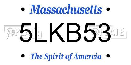 5LKB53 Massachusetts License Plate