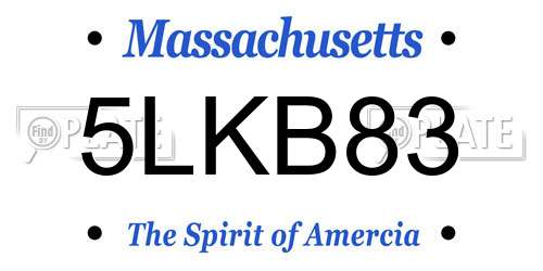 5LKB83 Massachusetts License Plate
