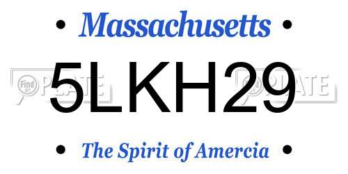 5LKH29 Massachusetts License Plate