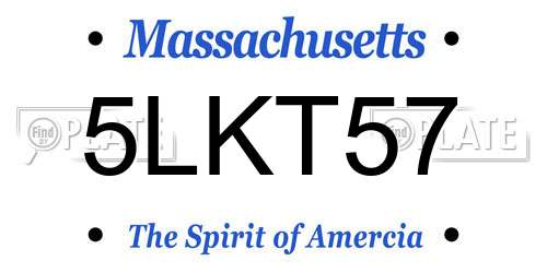 5LKT57 Massachusetts License Plate