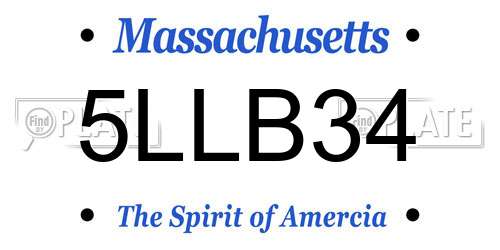 5LLB34 Massachusetts License Plate