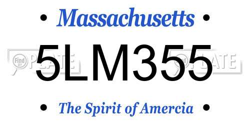 5LM355 Massachusetts License Plate