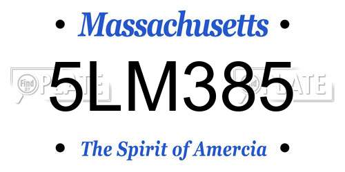 5LM385 Massachusetts License Plate