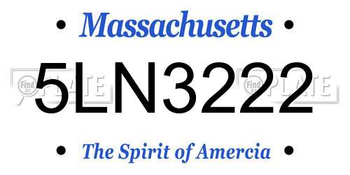 5LN3222 Massachusetts License Plate
