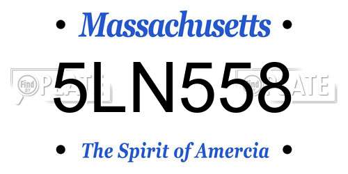 5LN558 Massachusetts License Plate