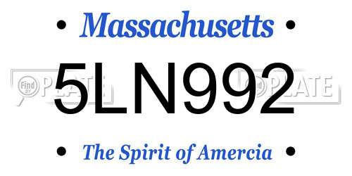 5LN992 Massachusetts License Plate