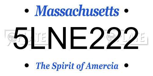 5LNE222 Massachusetts License Plate