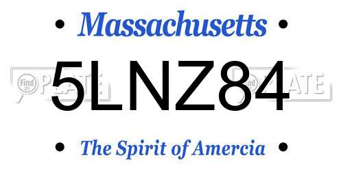 5LNZ84 Massachusetts License Plate