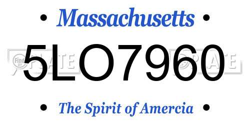 5LO7960 Massachusetts License Plate