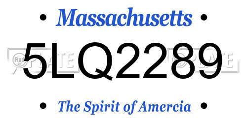 5LQ2289 Massachusetts License Plate