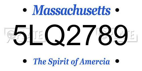 5LQ2789 Massachusetts License Plate