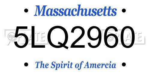 5LQ2960 Massachusetts License Plate