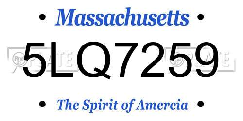 5LQ7259 Massachusetts License Plate