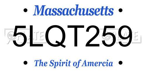 5LQT259 Massachusetts License Plate