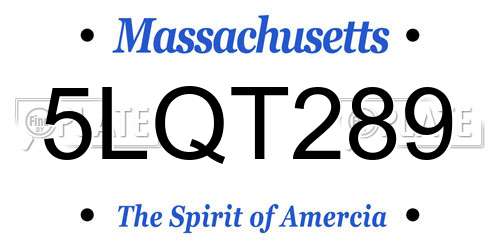 5LQT289 Massachusetts License Plate
