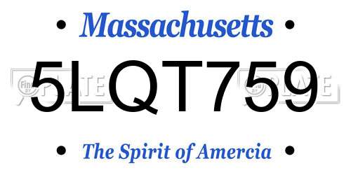 5LQT759 Massachusetts License Plate