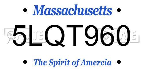 5LQT960 Massachusetts License Plate