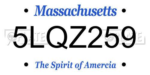5LQZ259 Massachusetts License Plate