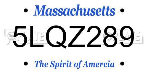 5LQZ289 Massachusetts License Plate