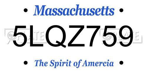 5LQZ759 Massachusetts License Plate