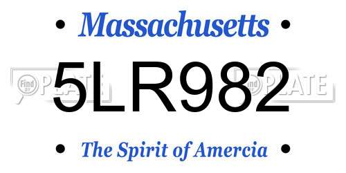 5LR982 Massachusetts License Plate