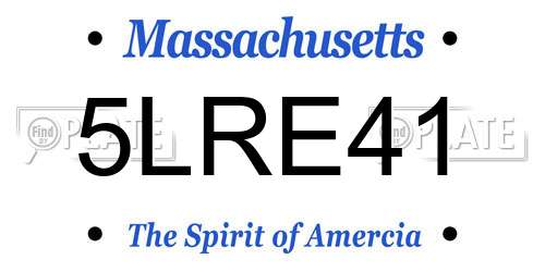 5LRE41 Massachusetts License Plate