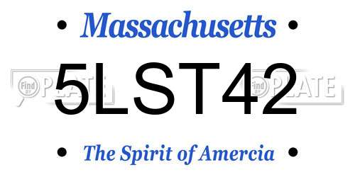 5LST42 Massachusetts License Plate