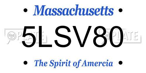 5LSV80 Massachusetts License Plate
