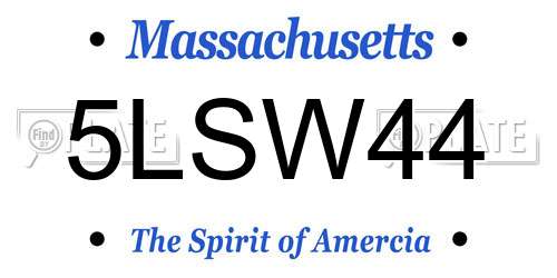 5LSW44 Massachusetts License Plate