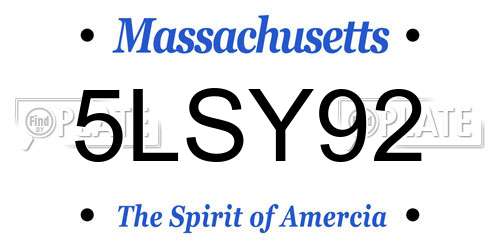 5LSY92 Massachusetts License Plate