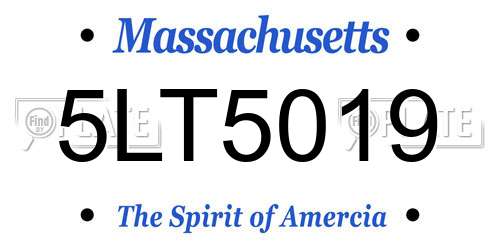 5LT5019 Massachusetts License Plate