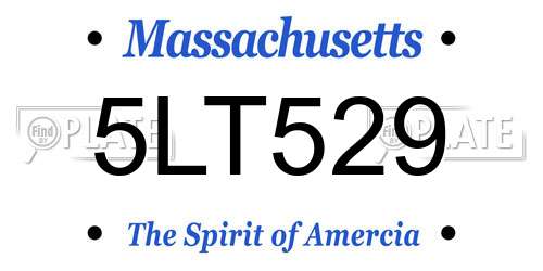 5LT529 Massachusetts License Plate