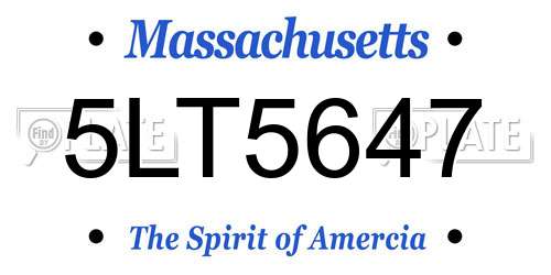 5LT5647 Massachusetts License Plate