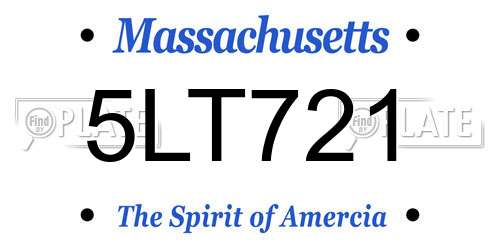 5LT721 Massachusetts License Plate