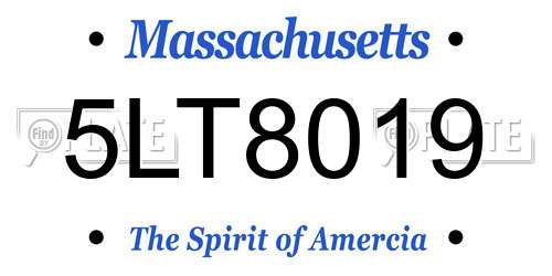 5LT8019 Massachusetts License Plate