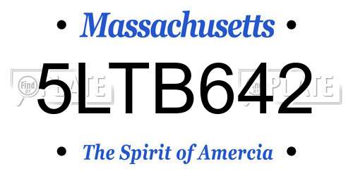 5LTB642 Massachusetts License Plate