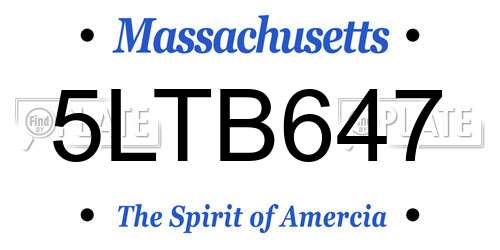 5LTB647 Massachusetts License Plate