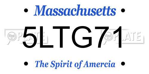 5LTG71 Massachusetts License Plate